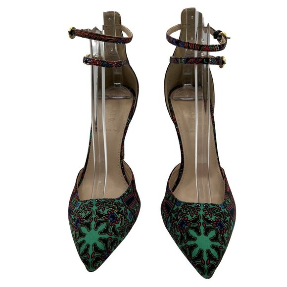 J. Crew Womens 8 Silky Pump Pointed Toe Ankle Straps Leather Lining Italy Made - Picture 3 of 13